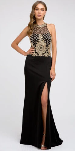 Juliet 614 Sexy Floor Length Formal Gown Cut Out Back Slit(Juliet 614 Sexy Floor Length Formal Gown Black Cut Out Back Slit) -Discount Dress Shops 0003579 614
