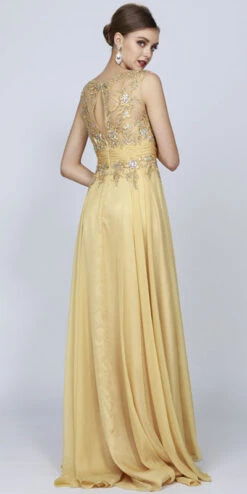 Juliet 552 Long Jewel Neckline Studded Bodice A-Line Gown(Jewel Neckline Studded Bodice A Line Silver Red Carpet Gown) -Discount Dress Shops 0003892 552