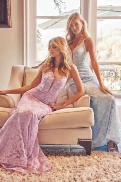 Juliet 272 Embroidered Lace With Stone Accents Fitted Dress(Embroidered Lace With Stone Accents Fitted Dress By Juliet 272) -Discount Dress Shops 0004923 272