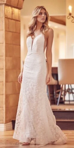 Juliet 272 Embroidered Lace With Stone Accents Fitted Dress(Embroidered Lace With Stone Accents Fitted Dress By Juliet 272) -Discount Dress Shops 0004927 272