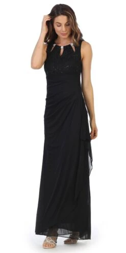 Juno 1017 Sleeveless Long Dress With Stylish Neckline(Champagne Sleeveless Long Formal Dress With Stylish Neckline) -Discount Dress Shops 1017 juno black f3b3f22c 9c7f 4b86 9f35 272372295afb