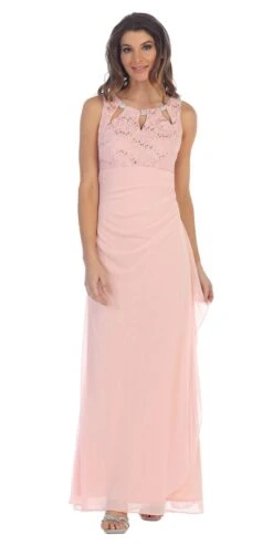 Juno 1017 Sleeveless Long Dress With Stylish Neckline(Champagne Sleeveless Long Formal Dress With Stylish Neckline) -Discount Dress Shops 1017 juno blush 229c85af f1b6 488d a21f 4304e92b2b0f