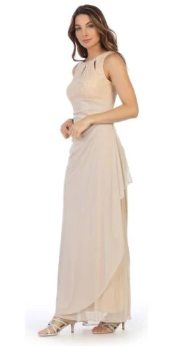 Juno 1017 Sleeveless Long Dress With Stylish Neckline(Champagne Sleeveless Long Formal Dress With Stylish Neckline) -Discount Dress Shops 1017 juno champagne c7634729 6a8f 4ddd 9976 094024f578f9