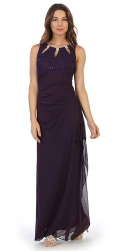 Juno 1017 Sleeveless Long Dress With Stylish Neckline(Champagne Sleeveless Long Formal Dress With Stylish Neckline) -Discount Dress Shops 1017 juno plum eff8dafe 2589 4fd7 9309 455edeec3c41