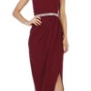 CLEARANCE - Spaghetti Strap Belted Faux-Wrap Style Long Formal Dress (Size XL)(Clearance Spaghetti Strap Belted Faux Wrap Style Long Formal Dress Size Xl)