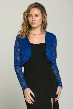 La Scala 10880 Long Sleeve Lace Jacket(La Scala 10880 Long Sleeve Lace Shrug) -Discount Dress Shops 10880 royal blue