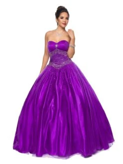 CLEARANCE - Juliet 1093 Princess Ball Gown Sweetheart Bead Lace Up Back(Purple Princess Ball Gown Sweetheart Bead Ruched Skirt Lace Up Back)