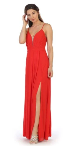 Juno 1095 Corset Lace-Up Back A-Line Long Formal Dress(Corset Lace Up Back A Line Long Formal Dress Champagne) -Discount Dress Shops 1095 juno orange red