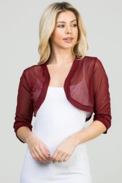 La Scala 11149 Mid-Length Sleeve Chiffon Jacket(La Scala 11149 Mid Length Sleeve Chiffon Jacket) -Discount Dress Shops 11149 burgundy