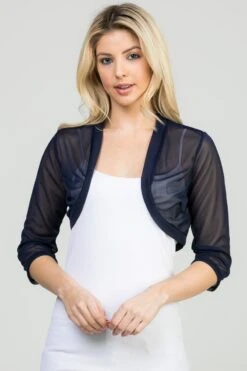 La Scala 11149 Mid-Length Sleeve Chiffon Jacket(La Scala 11149 Mid Length Sleeve Chiffon Jacket) -Discount Dress Shops 11149 navy blue