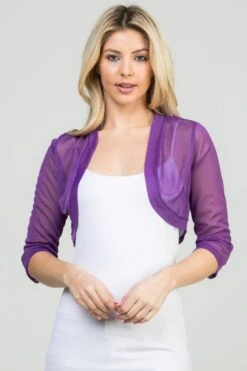 La Scala 11149 Mid-Length Sleeve Chiffon Jacket(La Scala 11149 Mid Length Sleeve Chiffon Jacket) -Discount Dress Shops 11149 purple