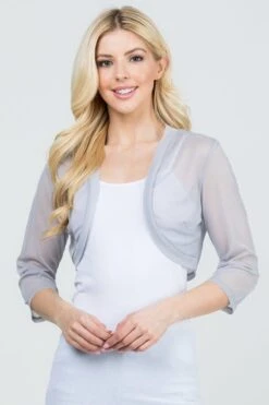 La Scala 11149 Mid-Length Sleeve Chiffon Jacket(La Scala 11149 Mid Length Sleeve Chiffon Jacket) -Discount Dress Shops 11149 silver