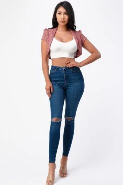 La Scala 11251 Short Sleeve Lace Jacket(La Scala 11251 Short Sleeve Lace Jacket) -Discount Dress Shops 11251 dark mauve full