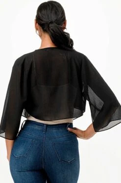 La Scala 11629 Sheer Chiffon Bolero(La Scala 11629 Sheer Chiffon Bolero) -Discount Dress Shops 11629 la scala black back