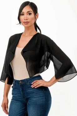 La Scala 11629 Sheer Chiffon Bolero(La Scala 11629 Sheer Chiffon Bolero) -Discount Dress Shops 11629 la scala black side