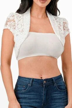 La Scala 11630 Crochet Lace Cropped Shrug(La Scala 11630 Crochet Lace Cropped Shrug) -Discount Dress Shops 11630 la scala white zoom