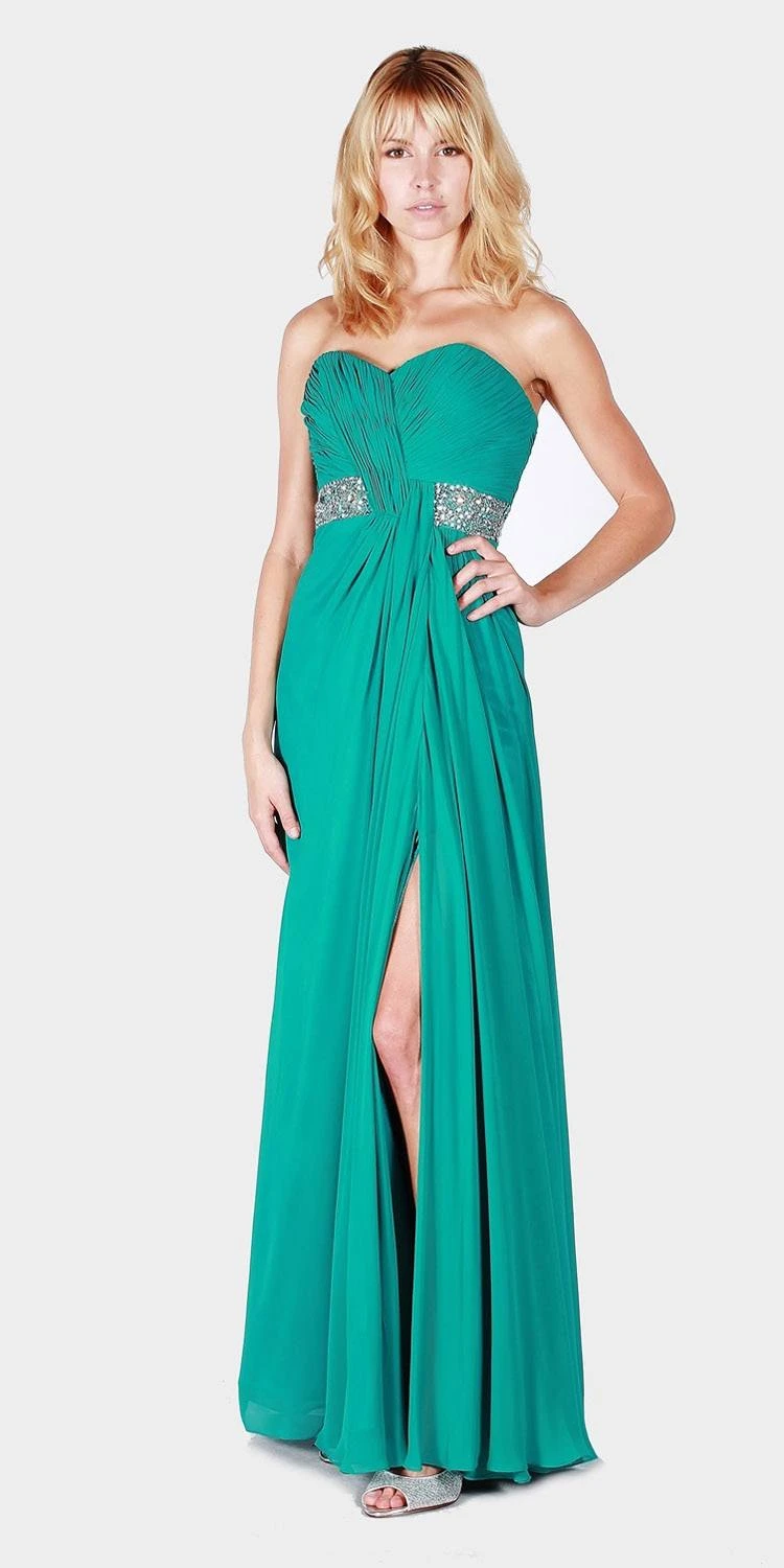 J&J Fashion 1274 Ruched Bodice Strapless Long Prom Gown(Ruched Bodice Jade Strapless Long Prom Gown) 1 J&J Fashion 1274 Ruched Bodice Strapless Long Prom Gown(Ruched Bodice Jade Strapless Long Prom Gown)
