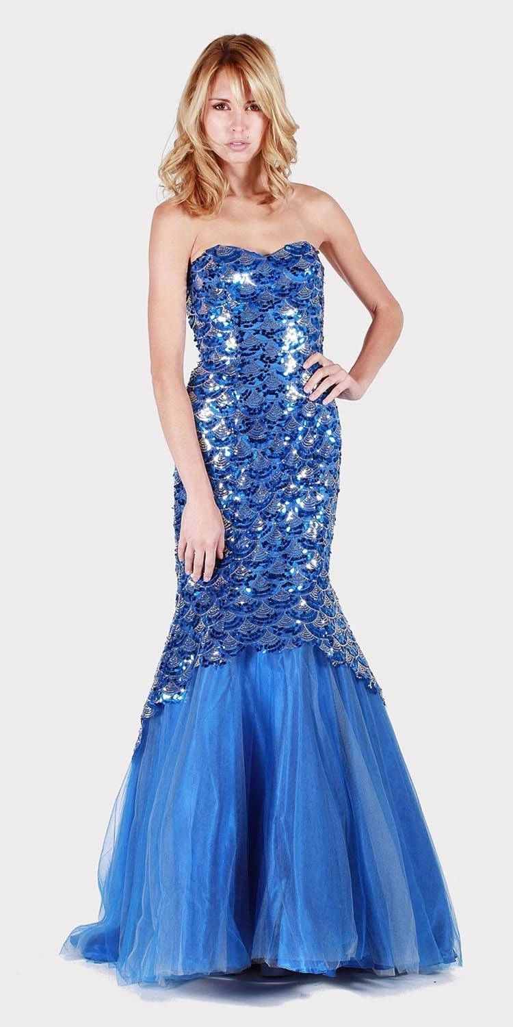 J&J Fashion 1307 Sequins Mermaid Prom Gown Strapless(Royal Blue Sequins Mermaid Prom Gown Strapless) 1 J&J Fashion 1307 Sequins Mermaid Prom Gown Strapless(Royal Blue Sequins Mermaid Prom Gown Strapless)