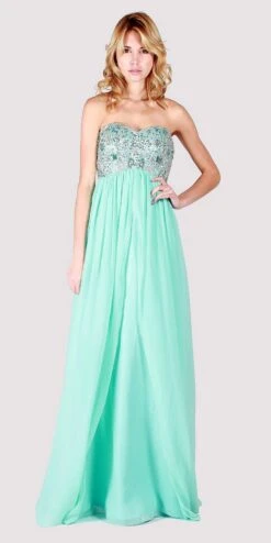J&J Fashion 1409 Sweetheart Neckline Long Formal Dress Strapless(Aqua Sweetheart Neckline Long Formal Dress Strapless)