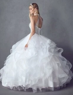 Juliet 1420 Crystal Beading Layered Tulle Skirt Quinceanera Dress(Crystal Beading Layered Tulle Skirt Quinceanera Dress Blush) -Discount Dress Shops 1420 White Back