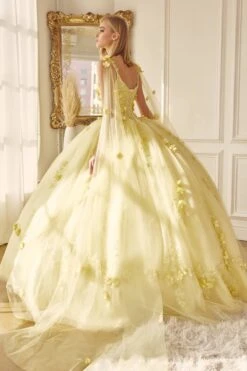 Juliet 1436 A-Line Ball Quinceanera Poofy Gown(A Line Ball Quinceanera Poofy Gown By Juliet 1436) -Discount Dress Shops 1436 Yellow 2