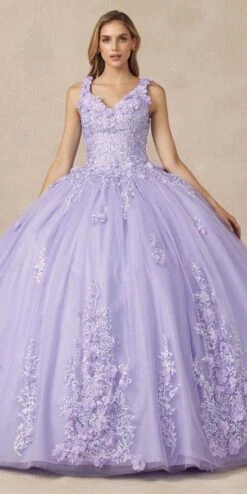 Juliet 1437 Floral Applique Quinceanera Ball Gown With 3D Flowers(Juliet 1437 Floral Applique Quinceanera Ball Gown With 3d Flowers)
