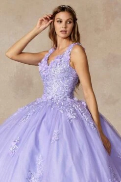 Juliet 1437 Floral Applique Quinceanera Ball Gown With 3D Flowers(Juliet 1437 Floral Applique Quinceanera Ball Gown With 3d Flowers) -Discount Dress Shops 1437 LILAC MAIN 1
