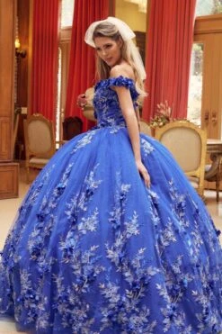 Juliet 1447 Long 3D Floral Appliques Off Shoulder Poofy Ball Gown(Juliet 1447 Long 3d Floral Appliques Off Shoulder Poofy Ball Gown) -Discount Dress Shops 1447 juliet royal blue gallery side zoom