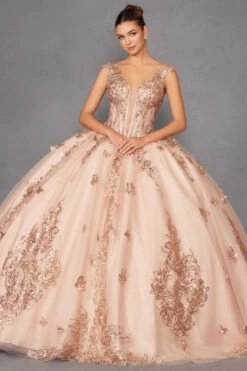 Juliet JT1485J Off The Shoulder Cinderella Quinceanera Ball Gown(Juliet Jt1485j Off The Shoulder Cinderella Quinceanera Ball Gown) -Discount Dress Shops 1485JROSEGOLD 2