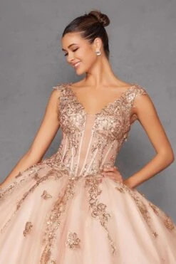 Juliet JT1485J Off The Shoulder Cinderella Quinceanera Ball Gown(Juliet Jt1485j Off The Shoulder Cinderella Quinceanera Ball Gown) -Discount Dress Shops 1485JROSEGOLD 3
