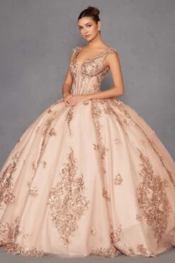 Juliet JT1485J Off The Shoulder Cinderella Quinceanera Ball Gown(Juliet Jt1485j Off The Shoulder Cinderella Quinceanera Ball Gown) -Discount Dress Shops 1485JROSEGOLD 4