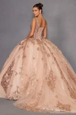 Juliet JT1485J Off The Shoulder Cinderella Quinceanera Ball Gown(Juliet Jt1485j Off The Shoulder Cinderella Quinceanera Ball Gown) -Discount Dress Shops 1485JROSEGOLD 5 1