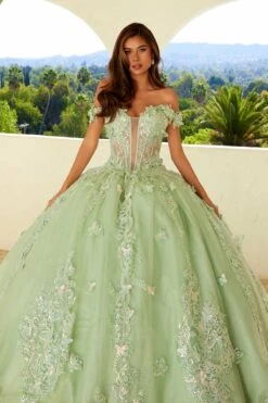 Juliet JT1485J Off The Shoulder Cinderella Quinceanera Ball Gown(Juliet Jt1485j Off The Shoulder Cinderella Quinceanera Ball Gown) -Discount Dress Shops 1485JSAGEGREEN1050