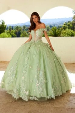 Juliet JT1485J Off The Shoulder Cinderella Quinceanera Ball Gown(Juliet Jt1485j Off The Shoulder Cinderella Quinceanera Ball Gown) -Discount Dress Shops 1485JSAGEGREEN1067