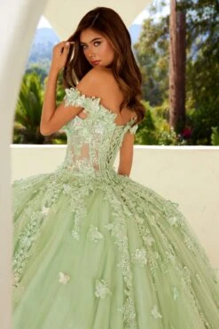 Juliet JT1485J Off The Shoulder Cinderella Quinceanera Ball Gown(Juliet Jt1485j Off The Shoulder Cinderella Quinceanera Ball Gown) -Discount Dress Shops 1485JSAGEGREEN1088