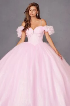 Juliet JT1487H Cold Shoulder Quinceanera Ball Gown(Juliet Jt1487h Cold Shoulder Quinceanera Ball Gown) -Discount Dress Shops 1487HBABYPINK 1