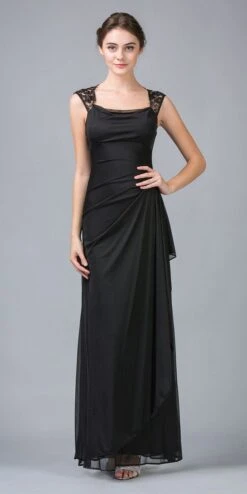 Eureka 1927 Keyhole Back Sheer Strapped Long Gown(Keyhole Back Sheer Strapped Long Black Formal Gown)