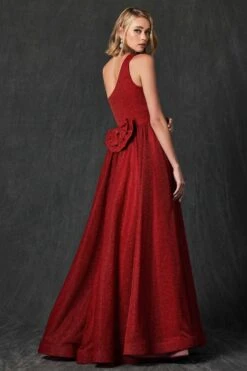 Juliet 205 Long One Shoulder Sleeveless Glitter Gown(Long One Shoulder Sleeveless Glitter Prom Gown Prism Removable Bow) 16 Juliet 205 Long One Shoulder Sleeveless Glitter Gown(Long One Shoulder Sleeveless Glitter Prom Gown Prism Removable Bow) -Discount Dress Shops 205 Red Back