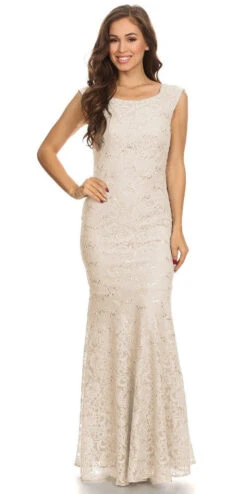 Eureka 2072 Sleeveless Lace Sequins Fit And Flare Gown(Sleeveless Lace Sequins Fit And Flare Evening Gown Blush Floor Length) -Discount Dress Shops 2072 eureka ivory dress d735bb67 c67e 41a1 8d7e 7d86284ce212