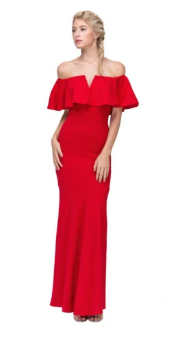 Eureka 2102 Long Dress Off Shoulder With V-Notch Ruffled Bodice(Long Formal Burgundy Dress Off Shoulder With V Notch Ruffled Bodice) -Discount Dress Shops 2102 eureka fashion red 3af303fd 156c 4281 beef c8d5b5964f77