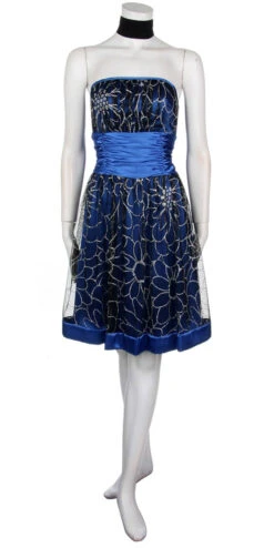 CLEARANCE - Juliet 2170 Knee Length Strapless Mesh Overlay Dress(Orange Valentine Dress Strapless Short Mesh Skirt Satin Empire)