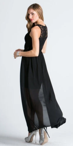 La Scala 23984 High Low Overlay Lace Dress(High Low Overlay Lace Dress By La Scala 23984) -Discount Dress Shops 23984 black back