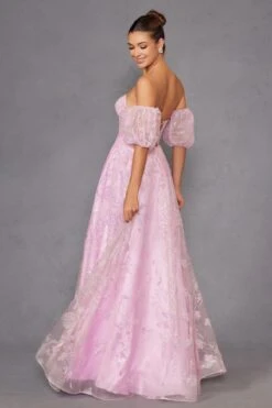 Juliet 2404 Strapless Sequin Tulle Ballgown Removable Puff Sleeves(Juliet 2404 Strapless Sequin Tulle Ballgown Removable Puff Sleeves) -Discount Dress Shops 2404PINKMULTI 3