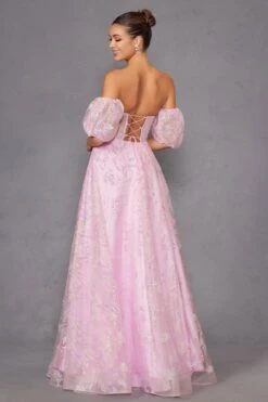 Juliet 2404 Strapless Sequin Tulle Ballgown Removable Puff Sleeves(Juliet 2404 Strapless Sequin Tulle Ballgown Removable Puff Sleeves) -Discount Dress Shops 2404PINKMULTI 4