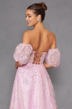 Juliet 2404 Strapless Sequin Tulle Ballgown Removable Puff Sleeves(Juliet 2404 Strapless Sequin Tulle Ballgown Removable Puff Sleeves) -Discount Dress Shops 2404PINKMULTI 4 1