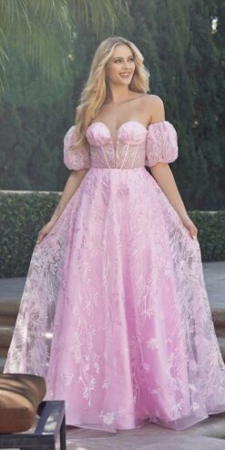 Juliet 2404 Strapless Sequin Tulle Ballgown Removable Puff Sleeves(Juliet 2404 Strapless Sequin Tulle Ballgown Removable Puff Sleeves) -Discount Dress Shops 2404 PINKMULTI OTHER3