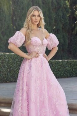 Juliet 2404 Strapless Sequin Tulle Ballgown Removable Puff Sleeves(Juliet 2404 Strapless Sequin Tulle Ballgown Removable Puff Sleeves) -Discount Dress Shops 2404 PINKMULTI OTHER4 1