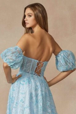 Juliet 2404 Strapless Sequin Tulle Ballgown Removable Puff Sleeves(Juliet 2404 Strapless Sequin Tulle Ballgown Removable Puff Sleeves) -Discount Dress Shops 2404 SKYBLUE DETAIL