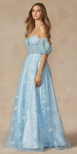 Juliet 2404 Strapless Sequin Tulle Ballgown Removable Puff Sleeves(Juliet 2404 Strapless Sequin Tulle Ballgown Removable Puff Sleeves) -Discount Dress Shops 2404 SKYBLUE SIDE