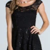 CLEARANCE - La Scala 24111 Lace Cap Sleeves Short Black Dress(Clearance La Scala 24111 Lace Cap Sleeves Short Black Dress)